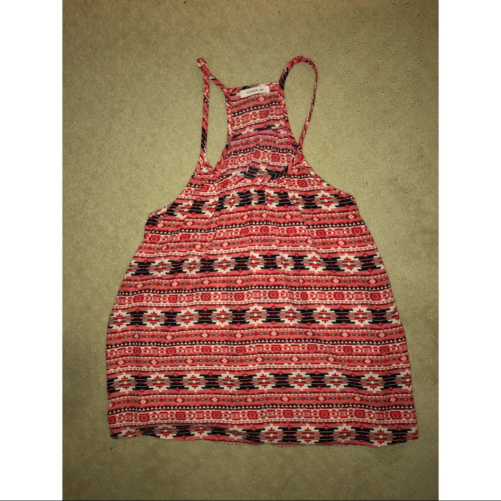 Pink and black patterned tank top